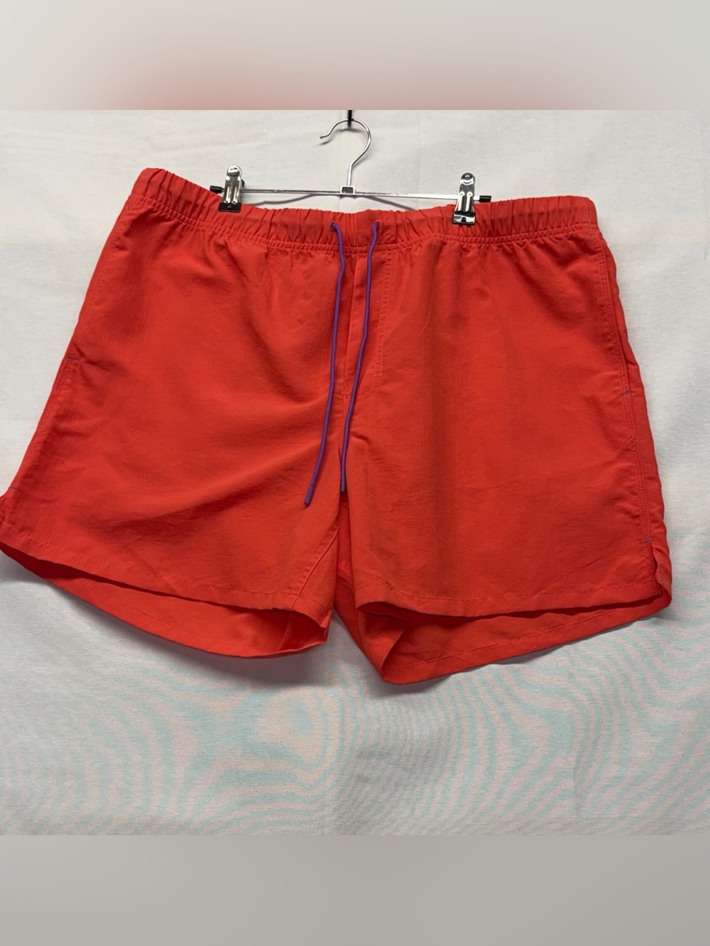 Duluth Trading Orange Swim/Active Shorts with Purple‎ Drawstring XL